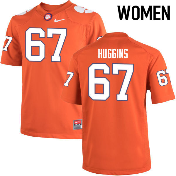 Women Clemson Tigers #67 Albert Huggins College Football Jerseys-Orange
